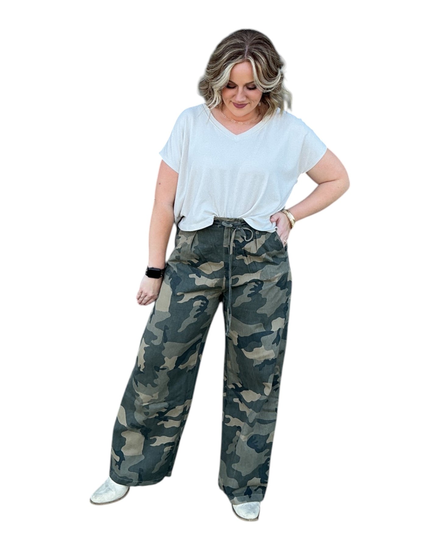 Pleated Drawstring Utility Trouser