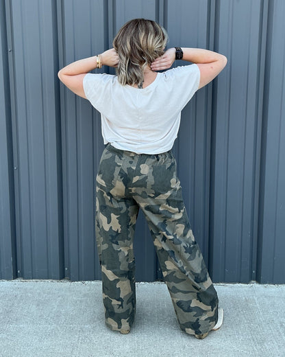 Pleated Drawstring Utility Trouser
