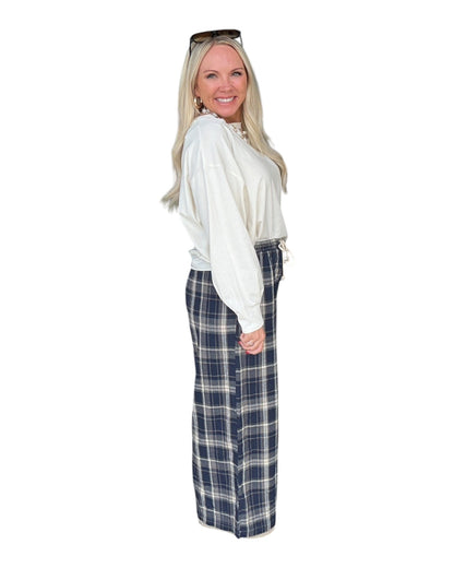 Nineties Noise Plaid Pants - Navy