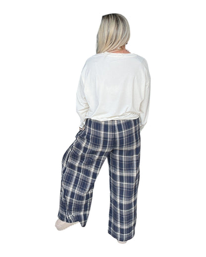 Nineties Noise Plaid Pants - Navy