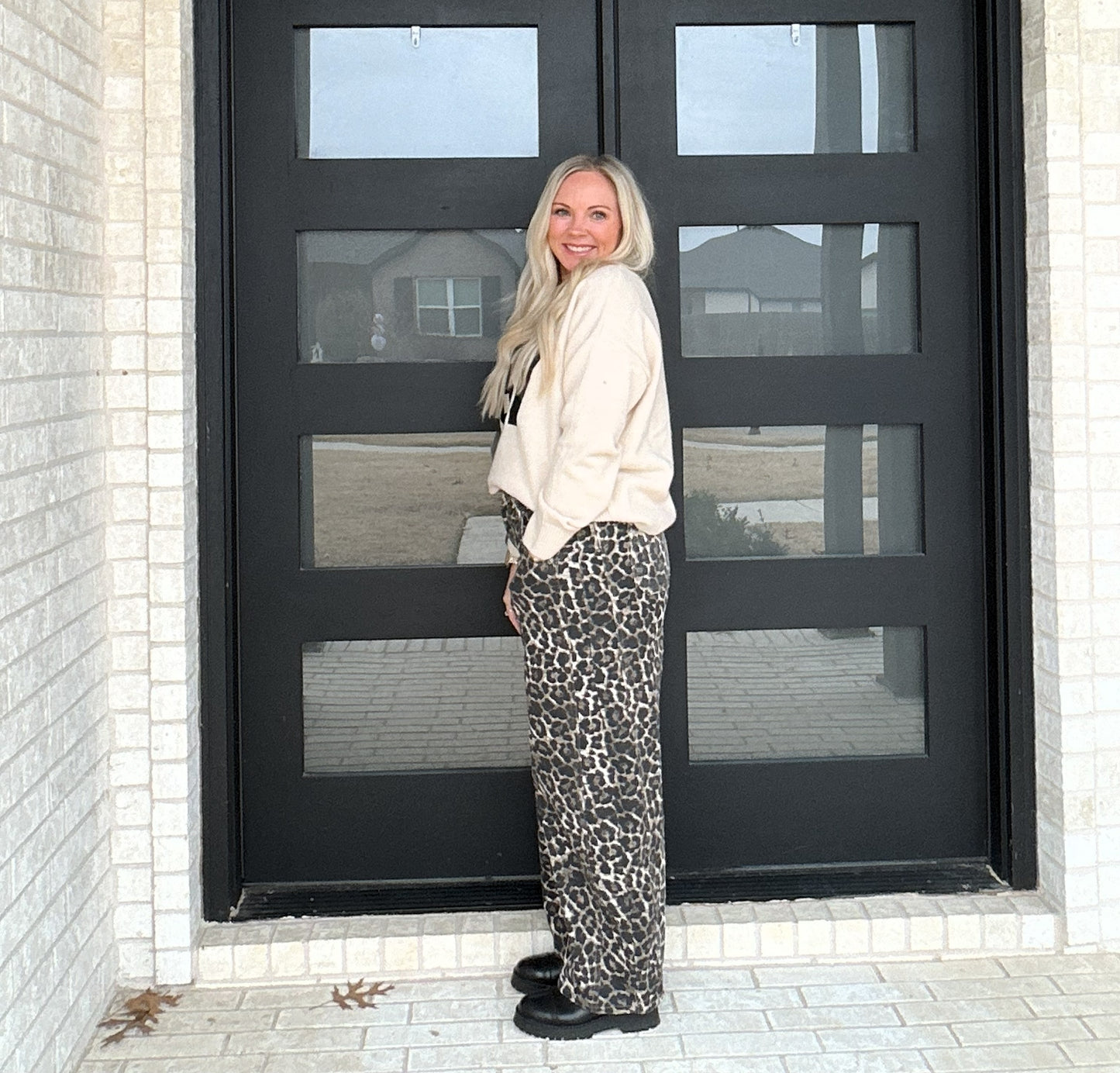 Leopard Print Barrel Pants