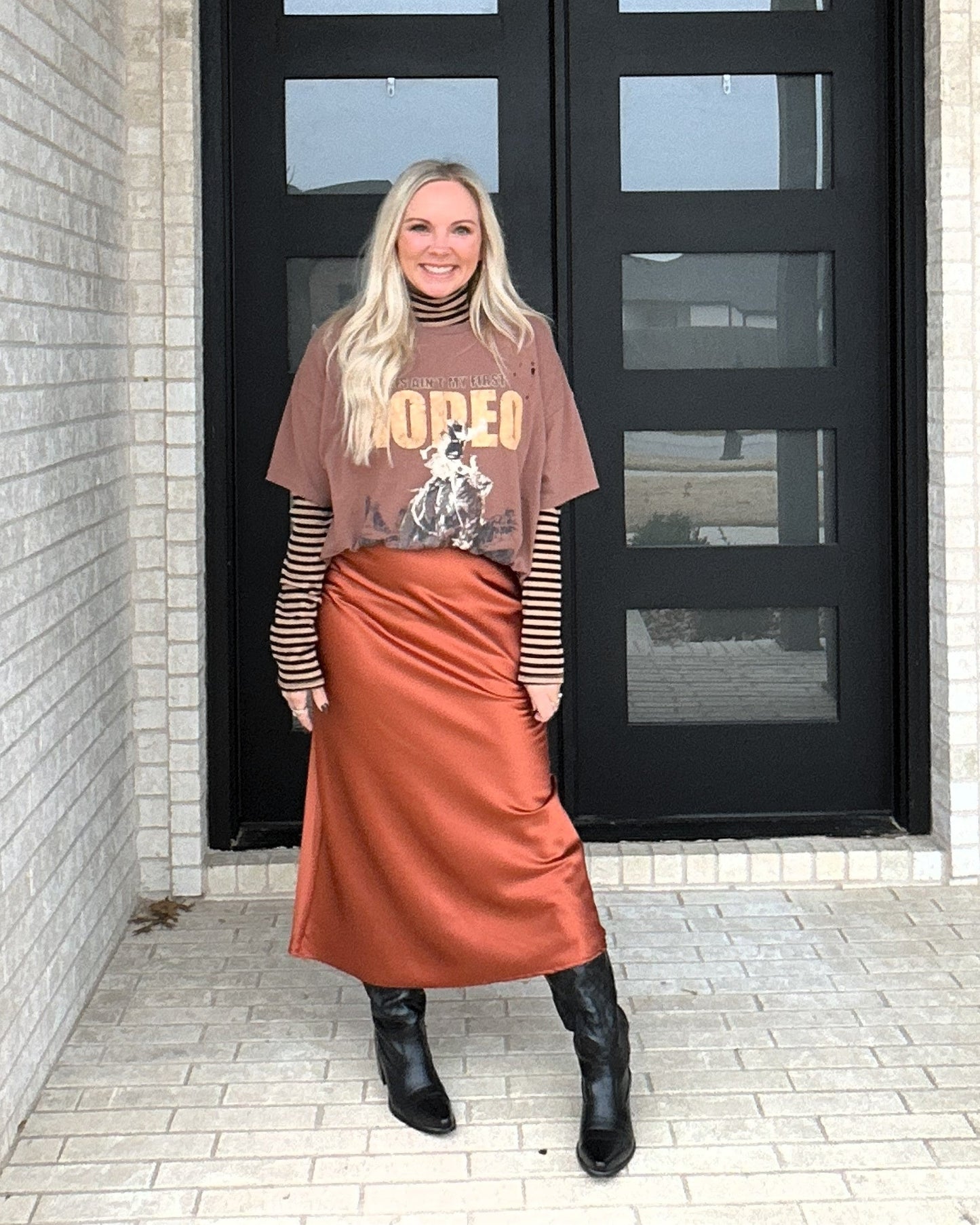 Luxe Glide Midi Skirt - Bronze