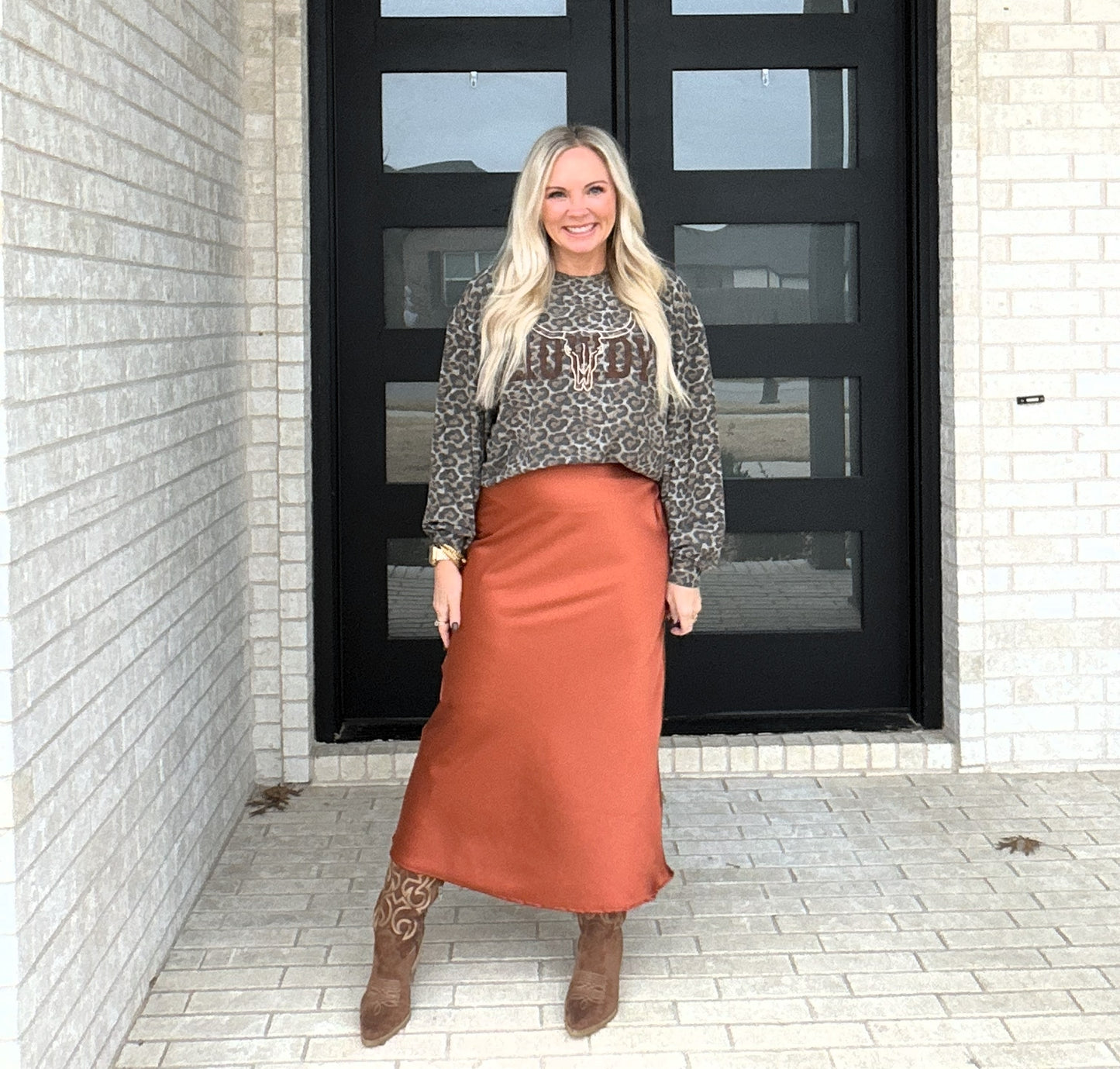 Luxe Glide Midi Skirt - Bronze
