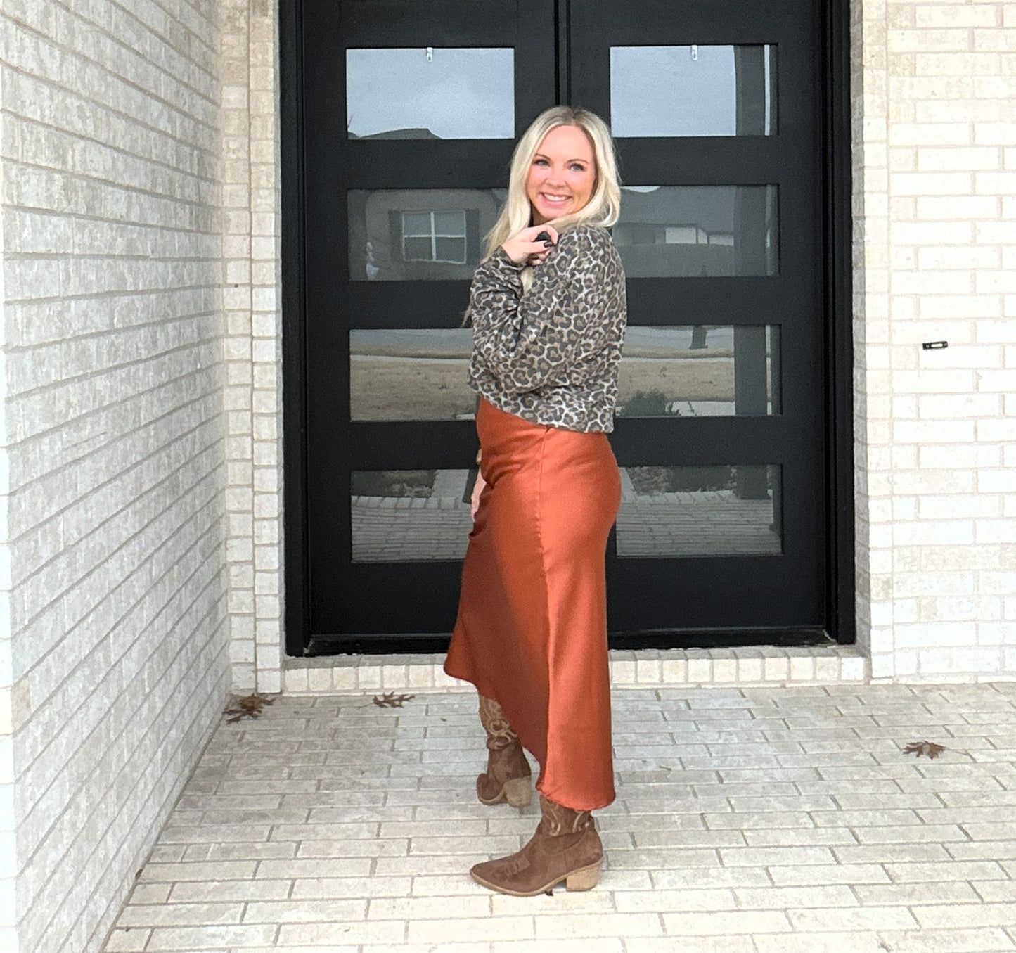 Luxe Glide Midi Skirt - Bronze