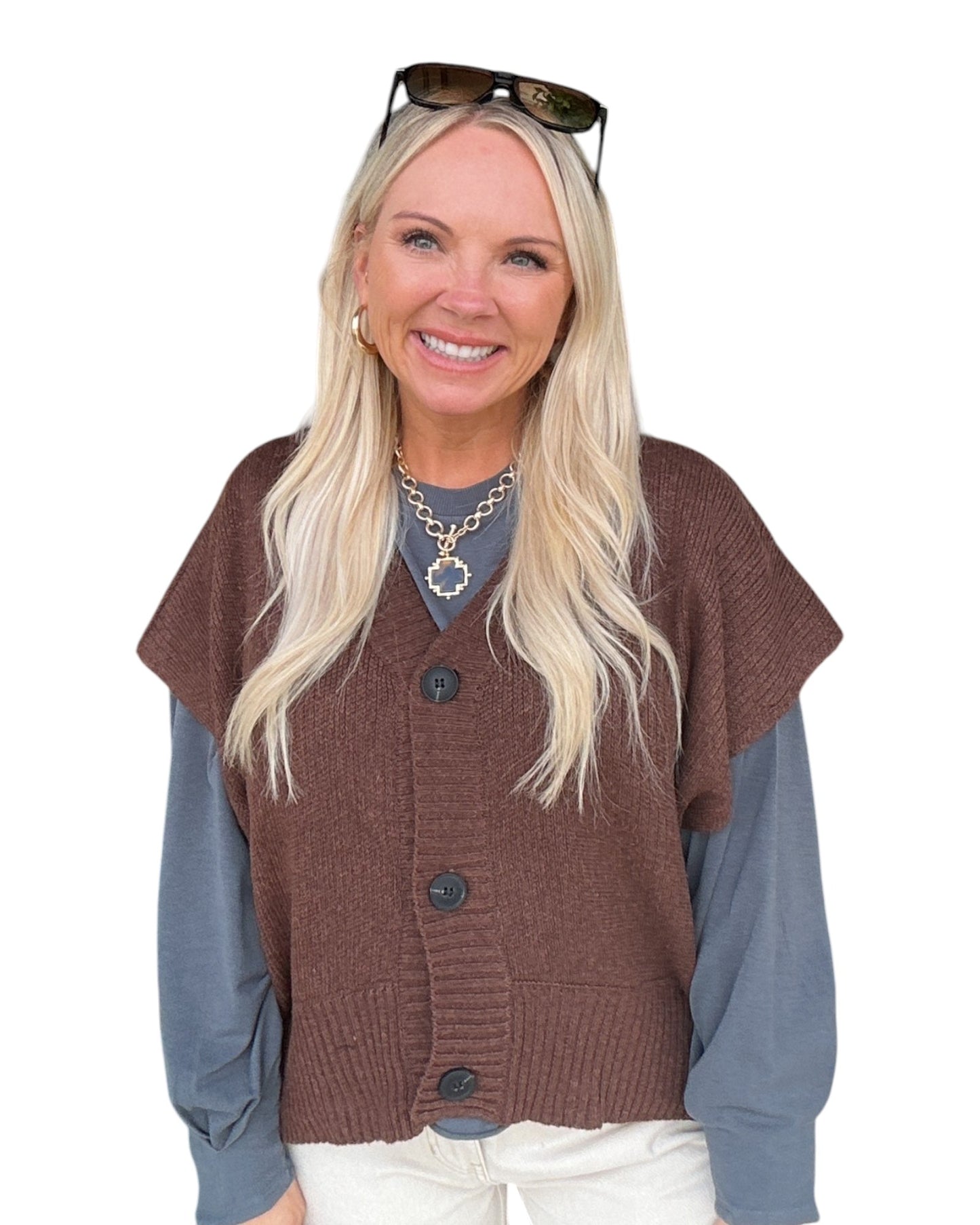 On the Button Cardigan - Brown