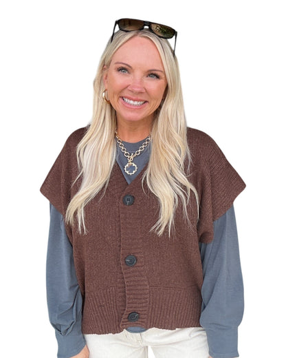 On the Button Cardigan - Brown