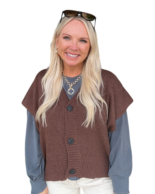 On the Button Cardigan - Brown