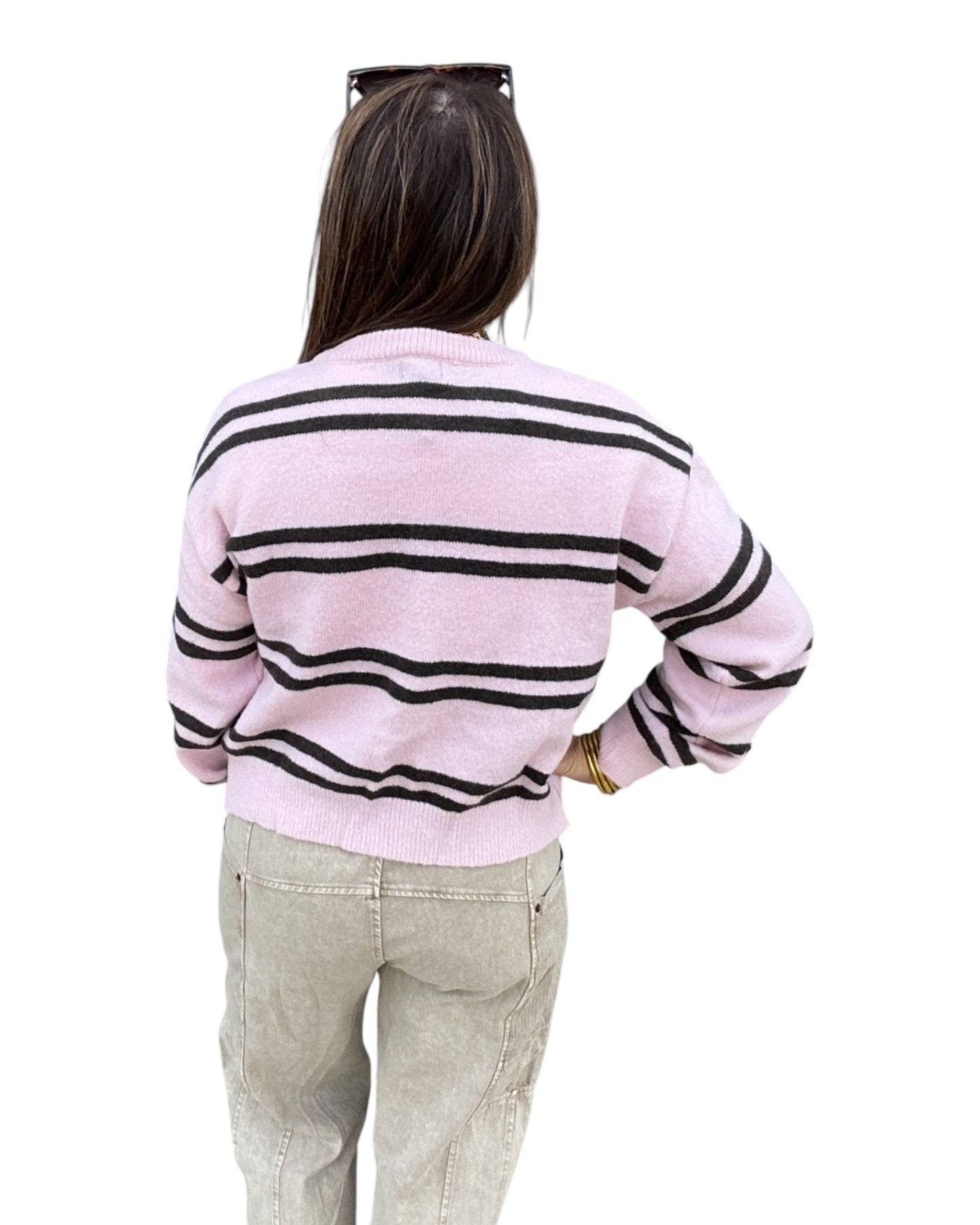 Stripe Right Cardigan - Pink