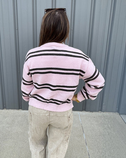 Stripe Right Cardigan - Pink