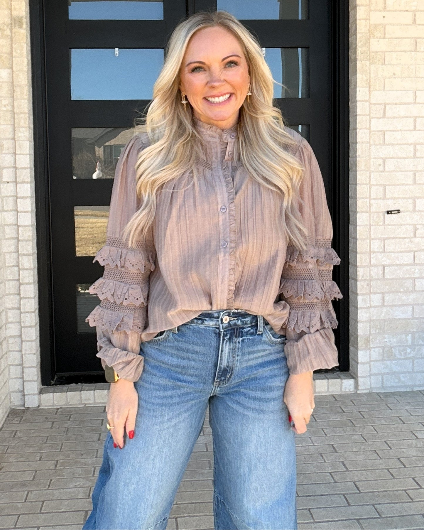 Lace & Grace Blouse - Brown
