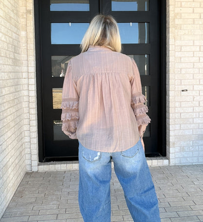 Lace & Grace Blouse - Brown