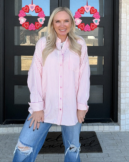 Pink Horizon Stripe Shirt