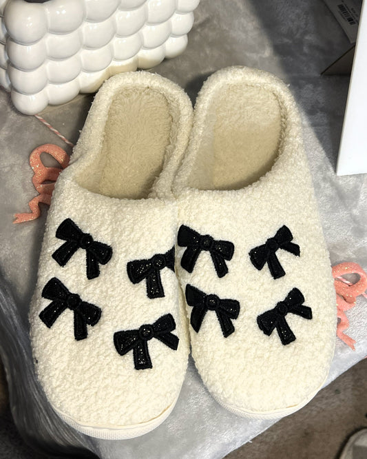 Bow Slippers - Black
