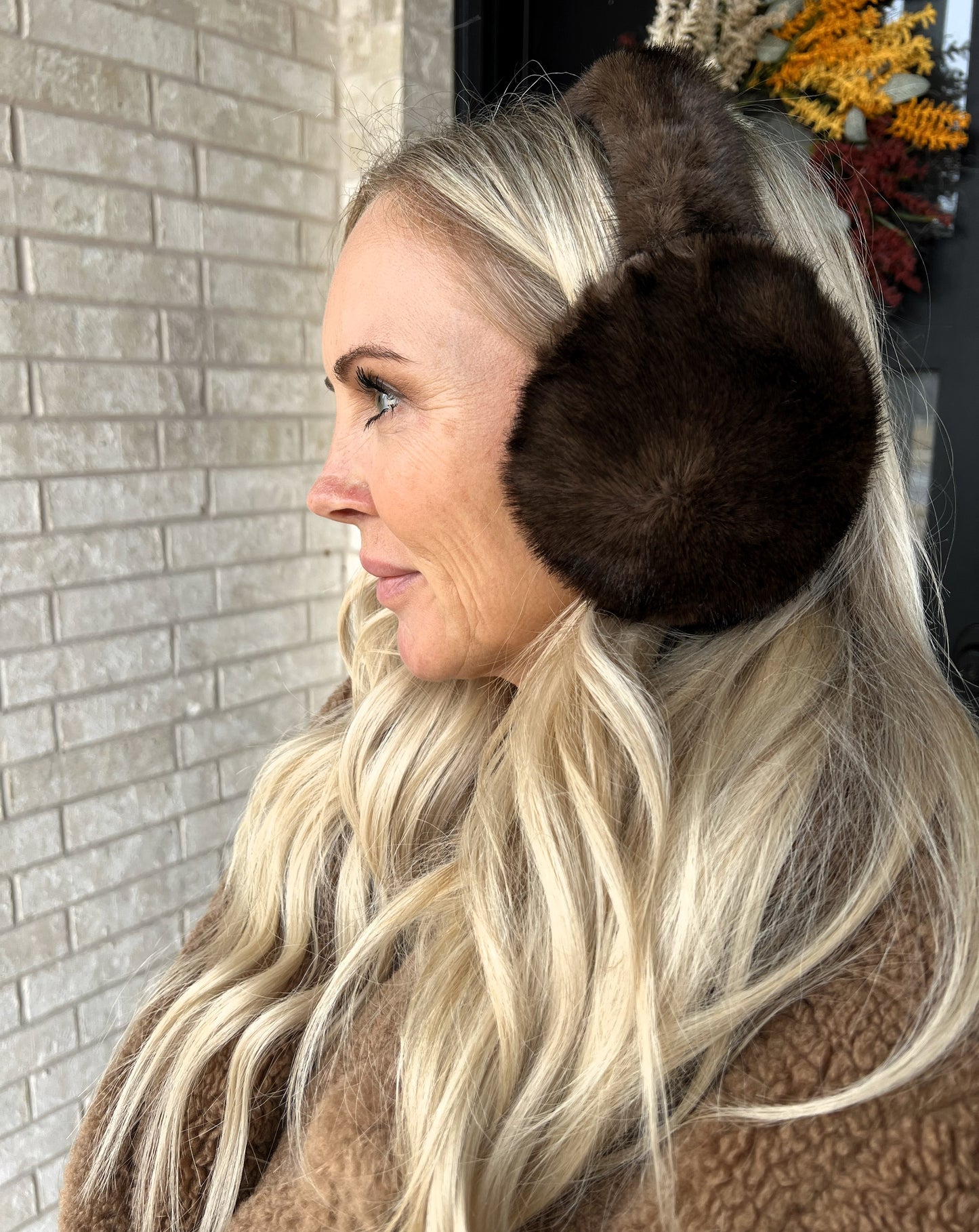 Plush Winter Ear Warmers - Mocha Mink