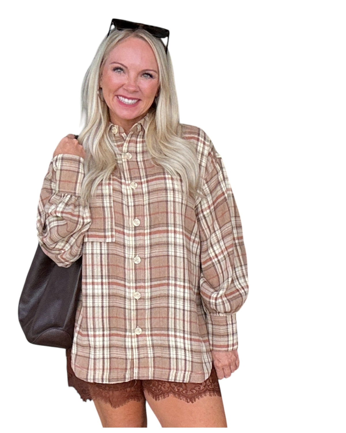 Well Plaid Button Down - Beige