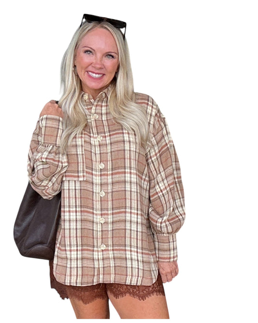 Well Plaid Button Down - Beige