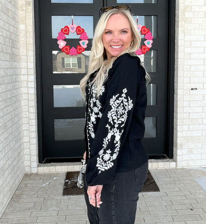 Ink & Ivory Embroidered Blouse