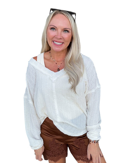 Loosely Speaking Knit Top – Cream