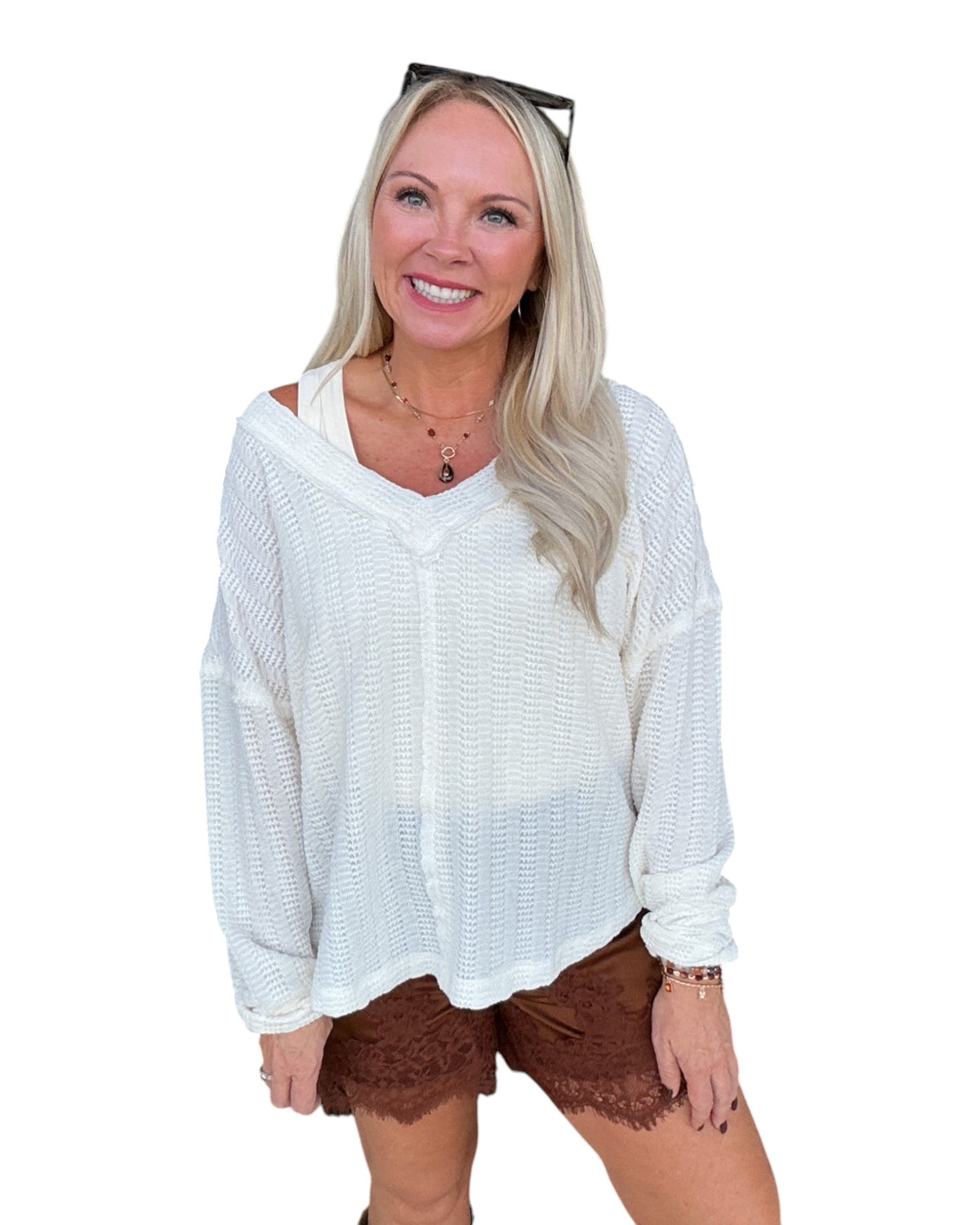 Loosely Speaking Knit Top – Cream