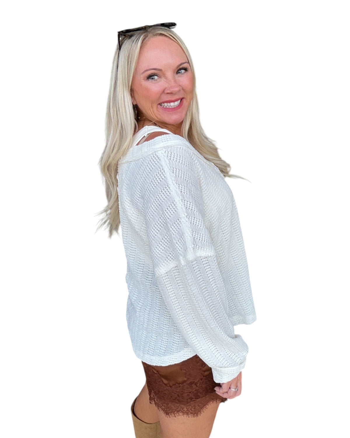 Loosely Speaking Knit Top – Cream
