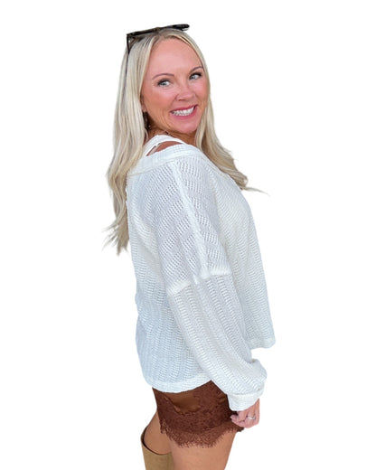 Loosely Speaking Knit Top – Cream