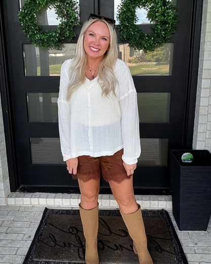 Loosely Speaking Knit Top – Cream