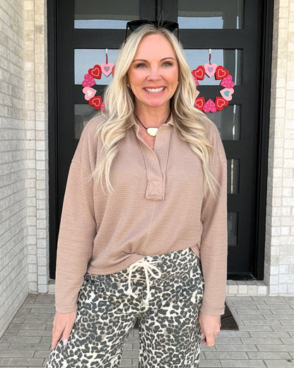 Relaxed Collared Knit Top