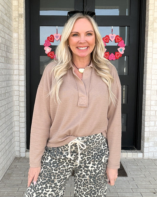 Relaxed Collared Knit Top