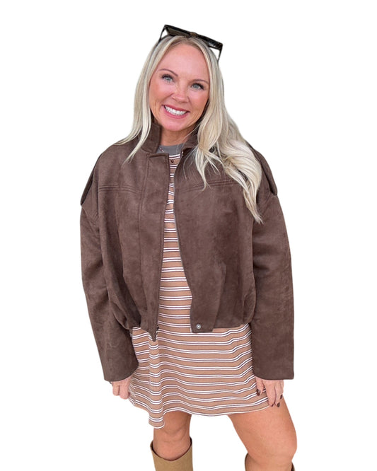 Espresso Yourself Faux Suede Jacket