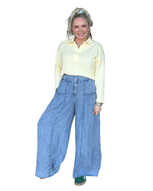Tencel Wide Leg Denim Pants