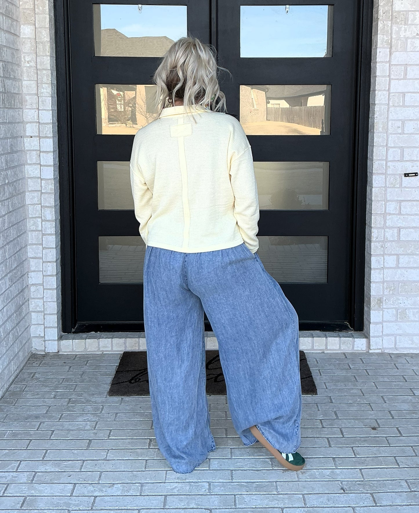 Soft Yellow Collared Knit Top