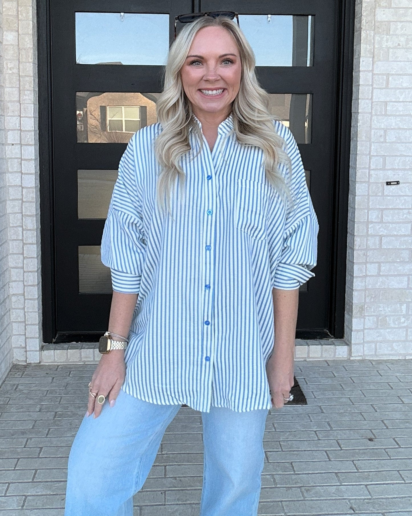 Blue Stripe Daydream Button-Up