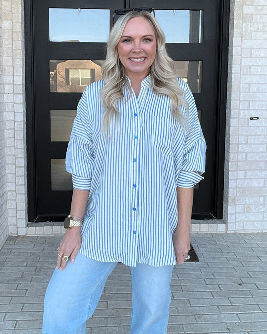Blue Stripe Daydream Button-Up