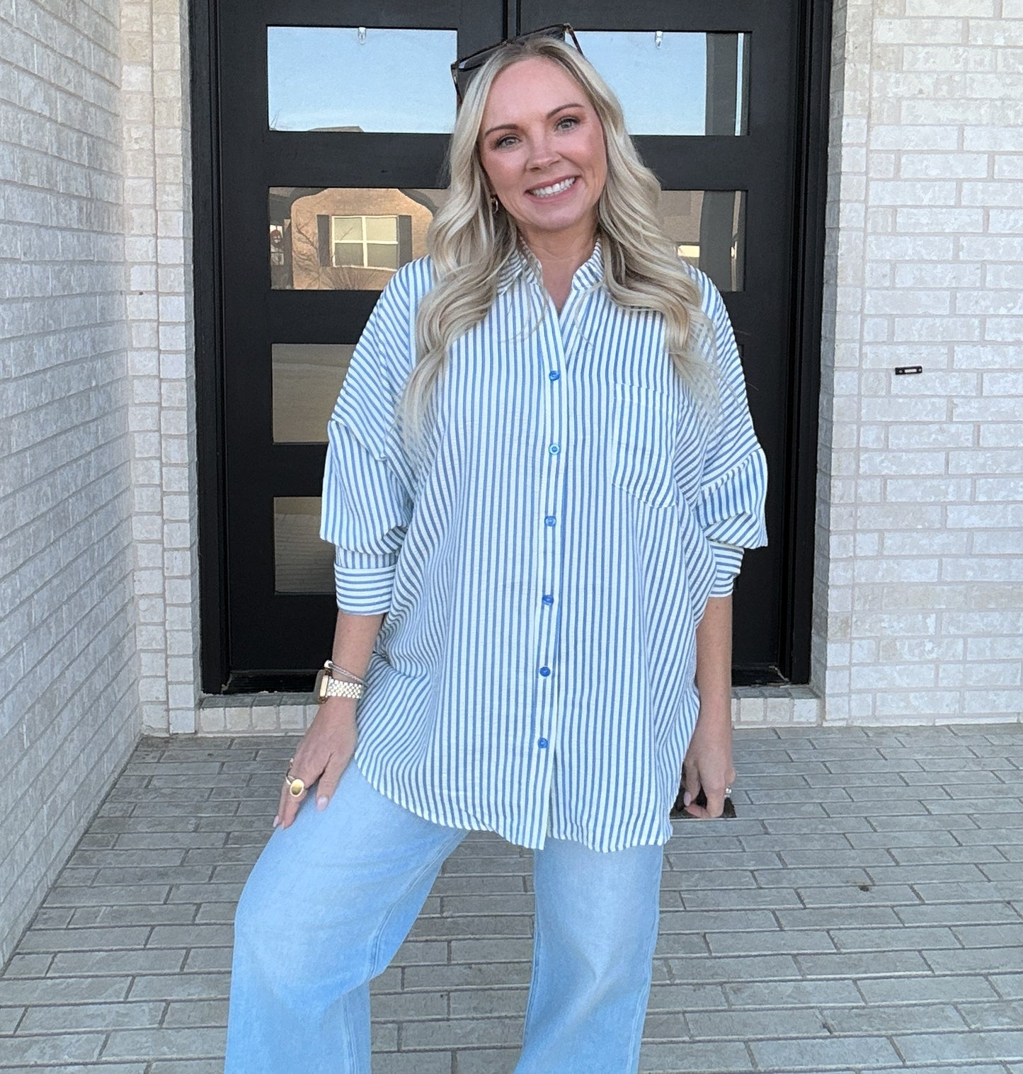 Blue Stripe Daydream Button-Up