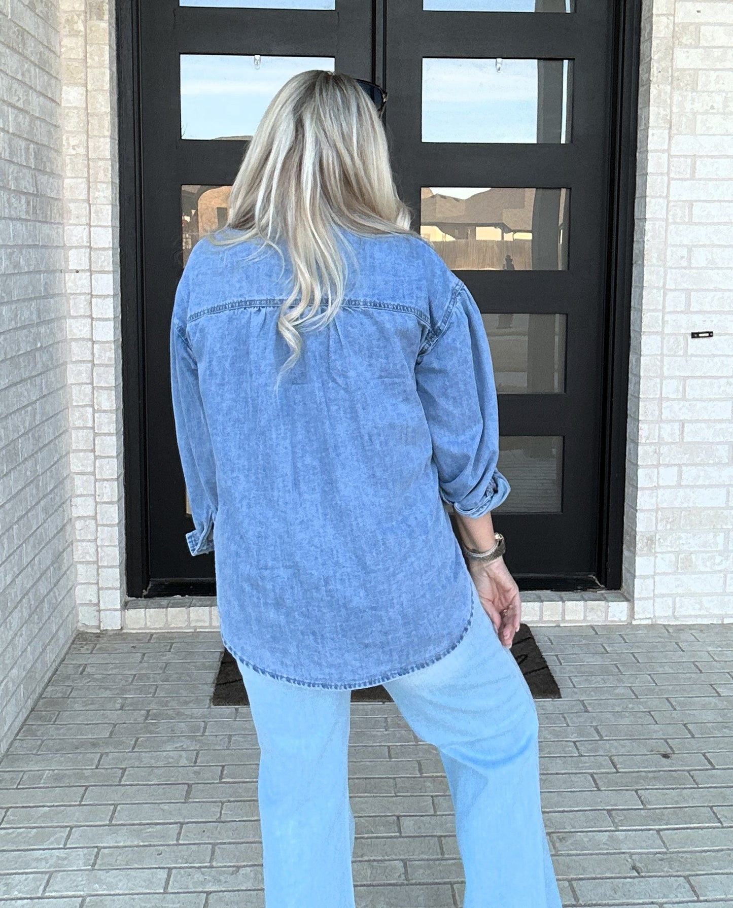 Heart Pocket Denim Button-Up