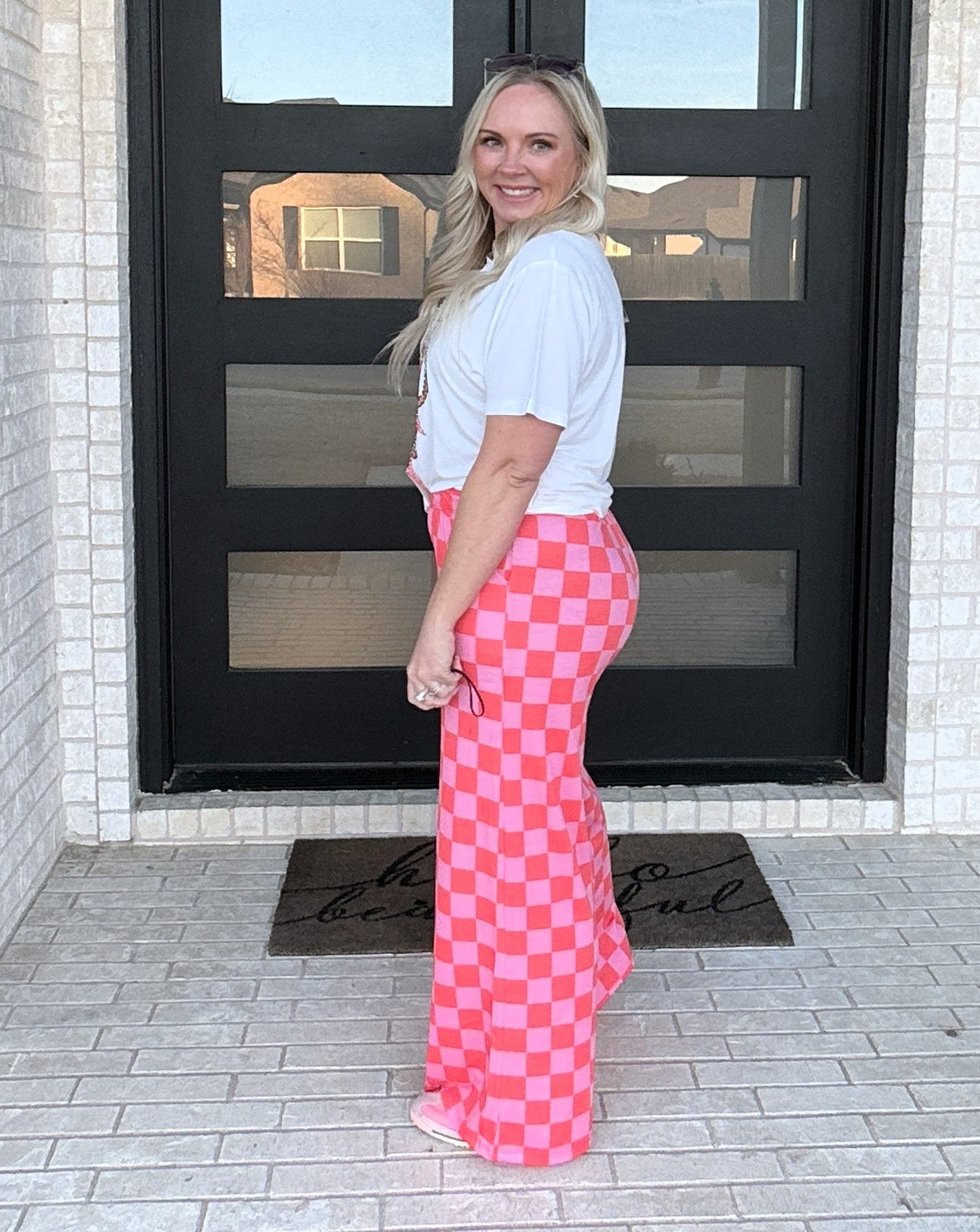 Pink Daydream Checker Knit Pants