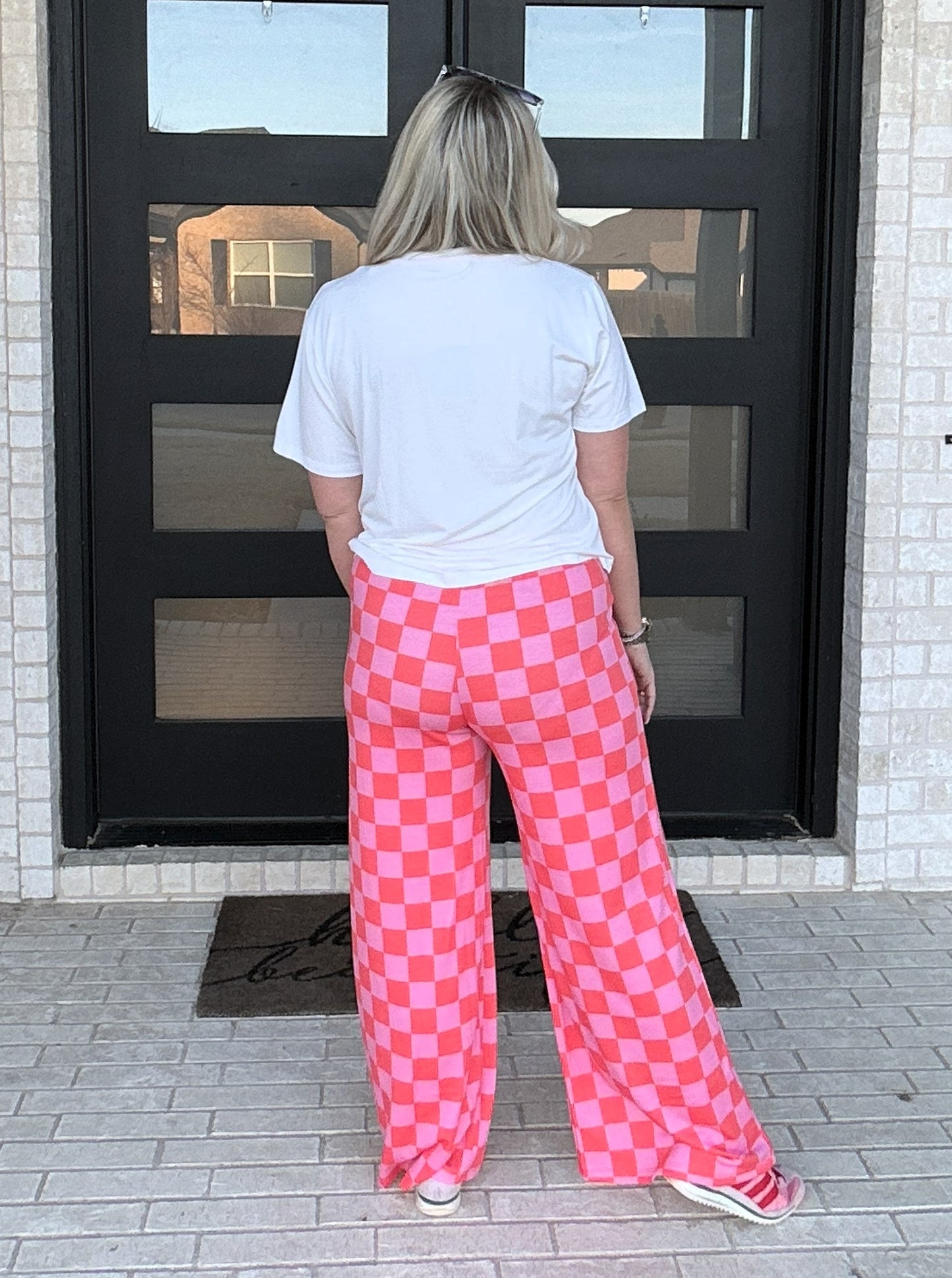 Pink Daydream Checker Knit Pants