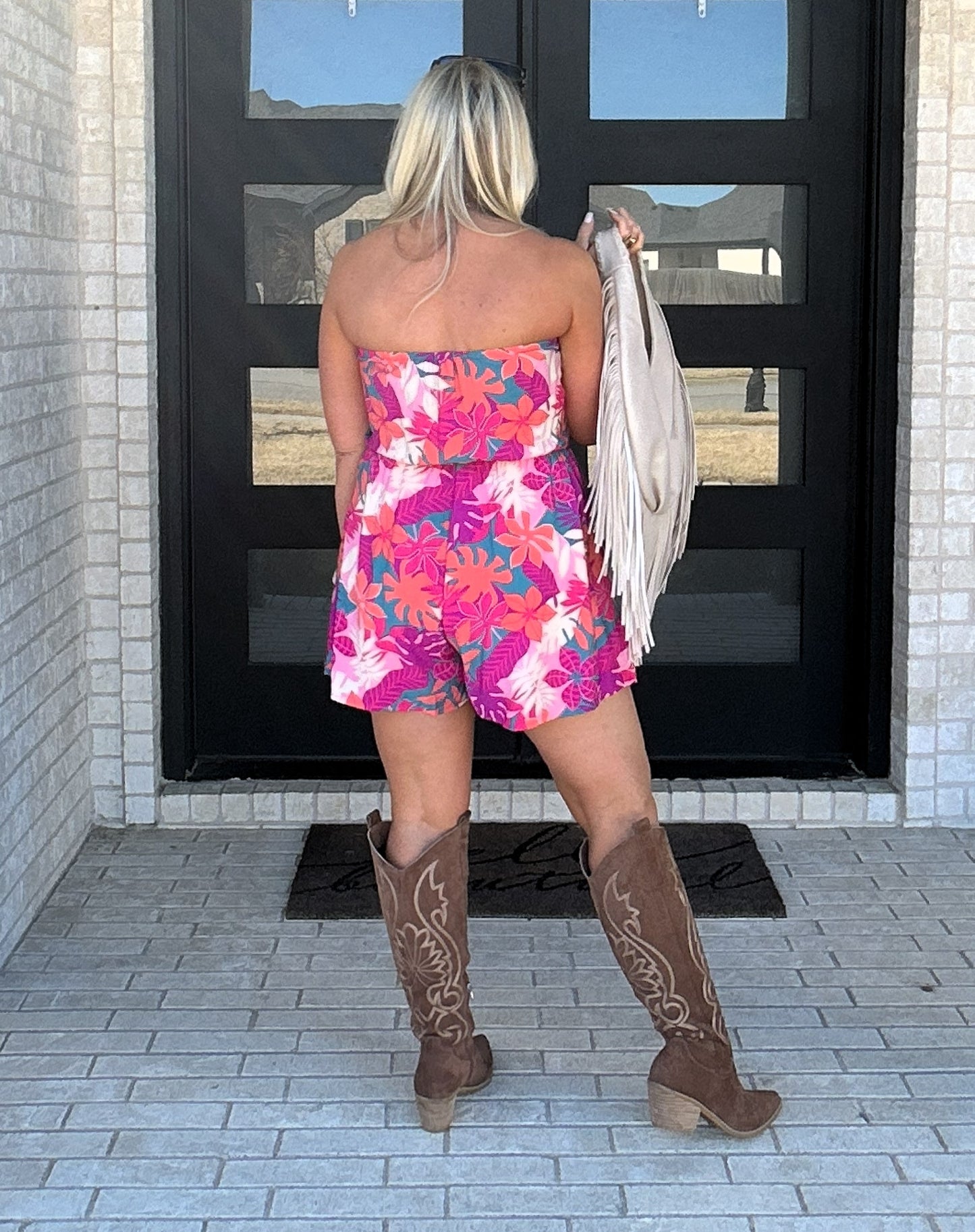 Cactus Bloom Lace-Up Romper