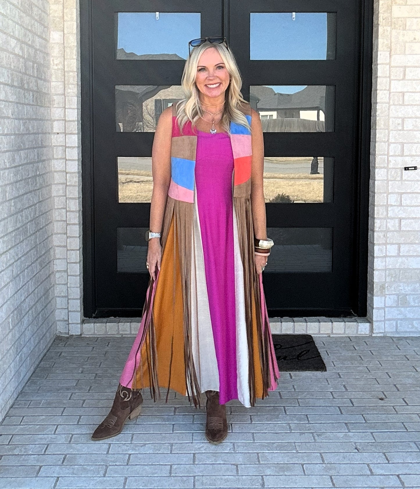 Desert Sunset Colorblock Maxi Dress