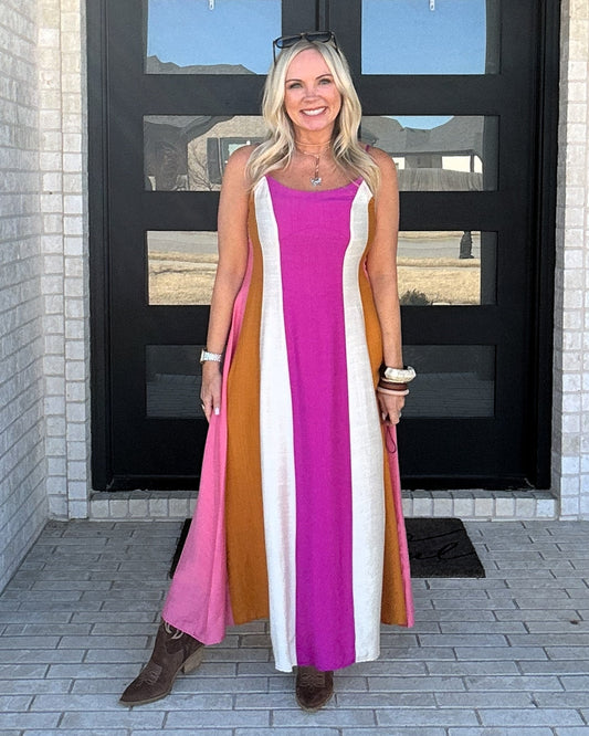 Desert Sunset Colorblock Maxi Dress