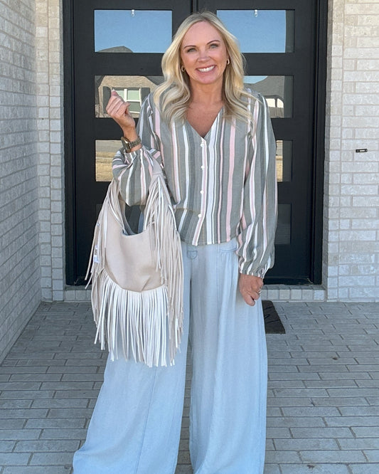 Sagebrush Shimmer Stripe Top