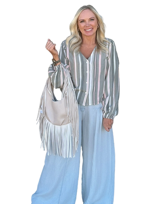 Sagebrush Shimmer Stripe Top
