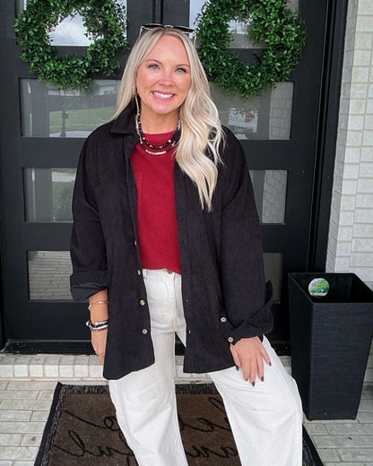Onyx Corduroy Button Down