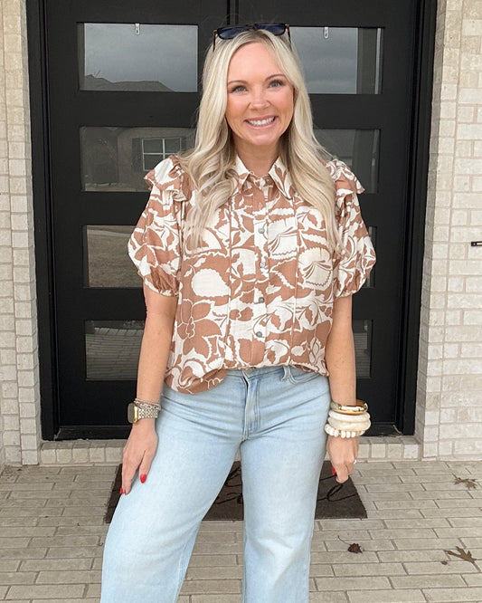 Seaside Bloom Button Blouse