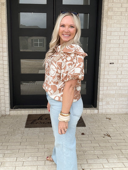 Seaside Bloom Button Blouse