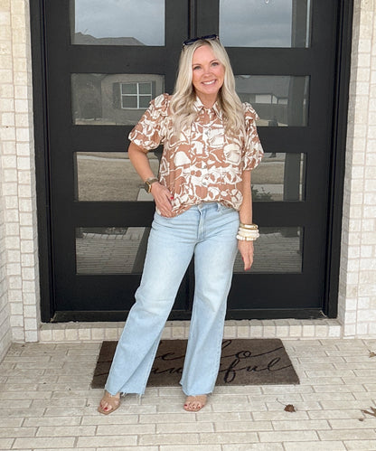 Seaside Bloom Button Blouse
