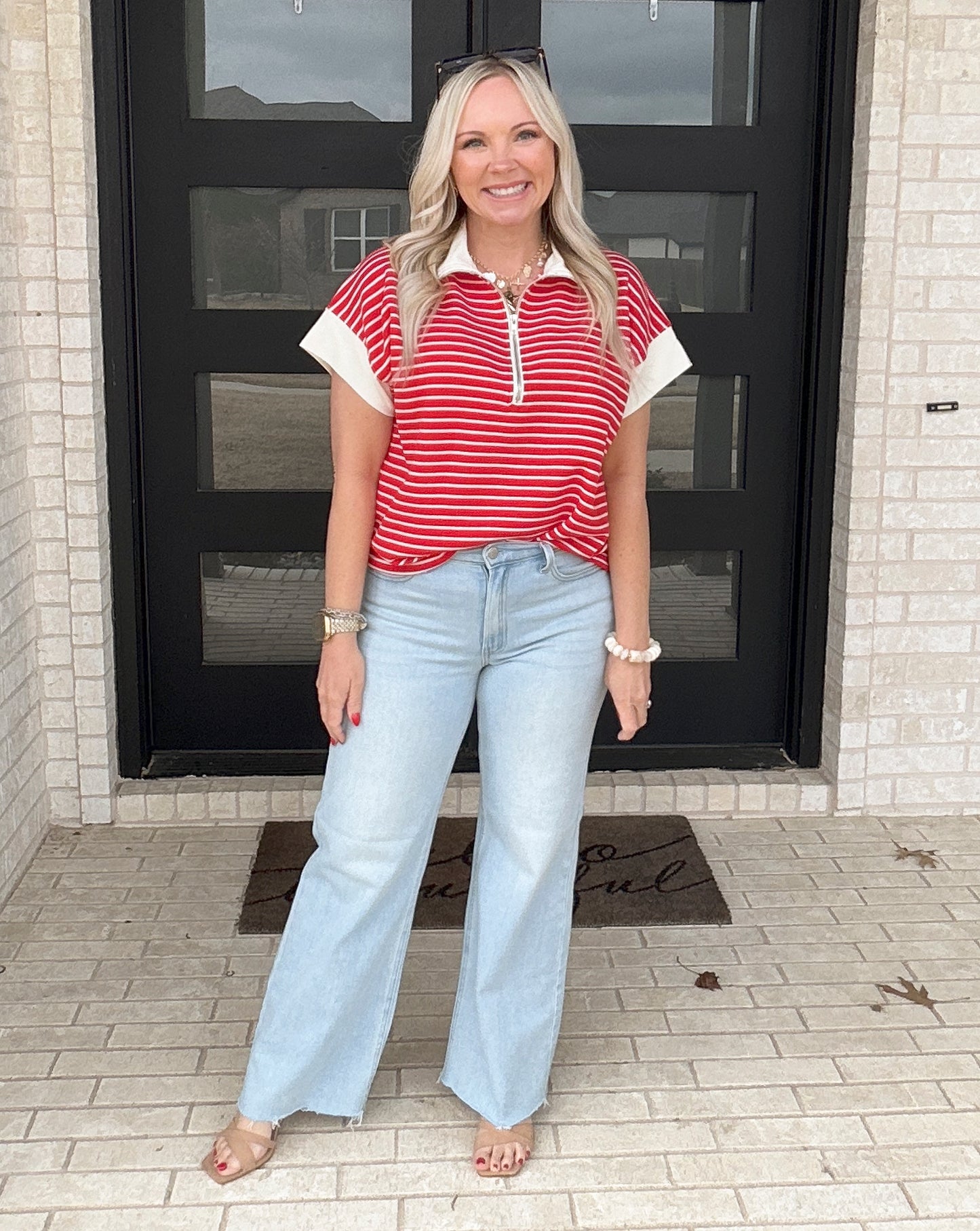 Marina Stripe Half-Zip Top