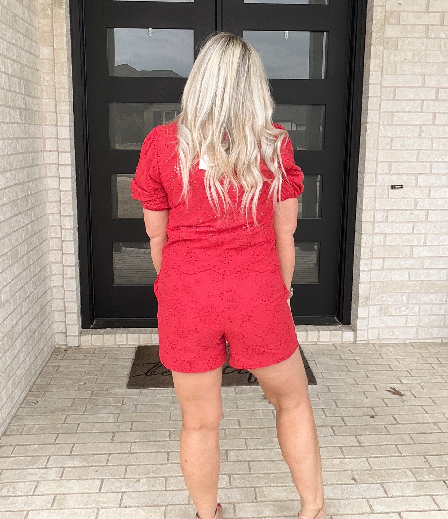 Scarlet Eyelet Tie Top