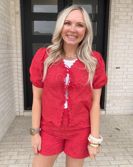 Scarlet Eyelet Shorts