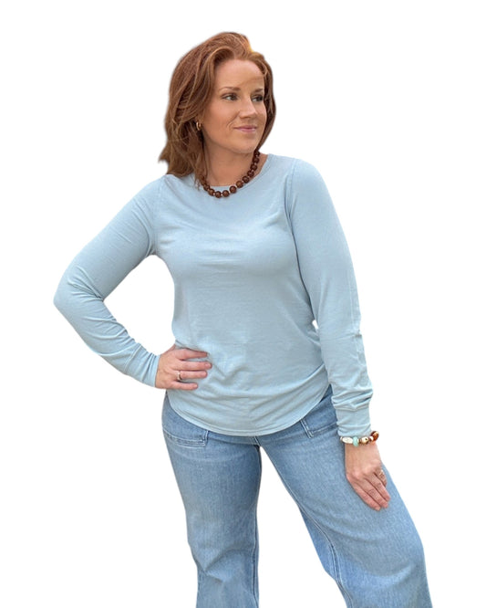 Stacy Long Sleeve Top - Sky Blue